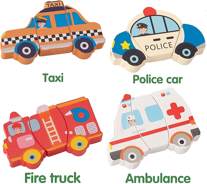CUCOS Wooden Toddler Puzzles for Kids Ages 1-5 Years Old, Wooden Peg Vehicle Toddler Puzzles, Learning Toys Educational Gift for Girls and Boys