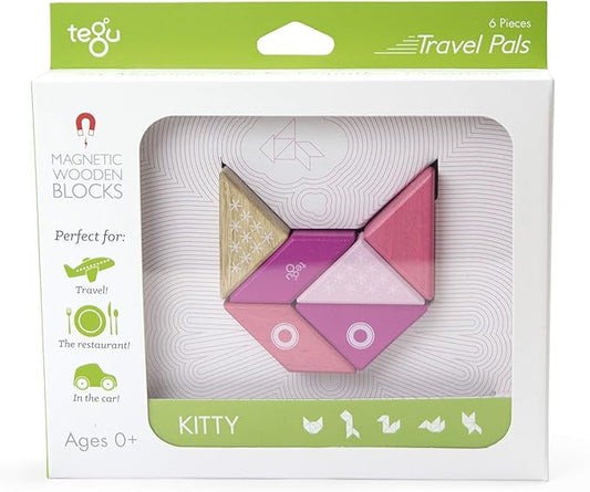 6 Piece Tegu Travel Pal Magnetic Wooden Block Set, Kitty