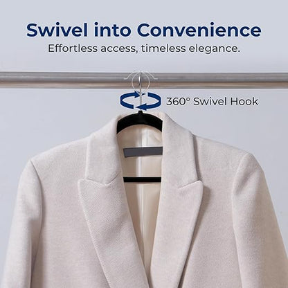 SereneLife Velvet Hangers 100 Pcs, Non-Slip Heavy Duty Hanger Set, Durable with 360° Swivel Hook, Smooth Velvet Finish to Protect Fabric, Lightweight, Ultra-Thin Design for Coats and Other Clothes