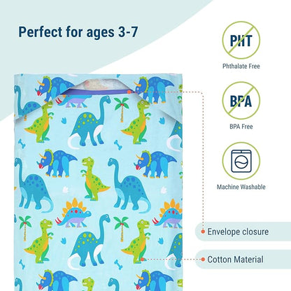 Wildkin Kids Nap Mat Cover for Boys & Girls, Sewn-in Flap Design Rest Mat Cover, Perfect for Preschool and Daycare, Fits Our Vinyl Nap Mat up to 1.5 Inches Including Basic Sleep Mat (Dinosaur Land)