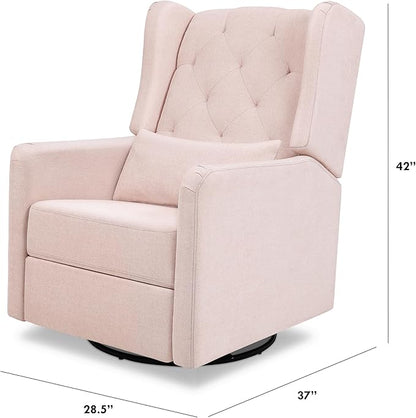 DaVinci Everly Recliner and Swivel Glider in Performance Pale Blush Pink Eco-Weave, GREENGUARD Gold Certified