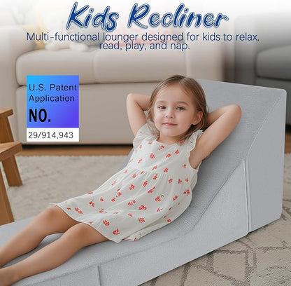 MeMoreCool Toddler Couch Fold Out Sofa Bed, Kids Lounge Chair Foldable Floor Lounger, 3-in-1 Folding Children Chair Bed, Pull Out Recliner for Toddlers 1-3, Grey