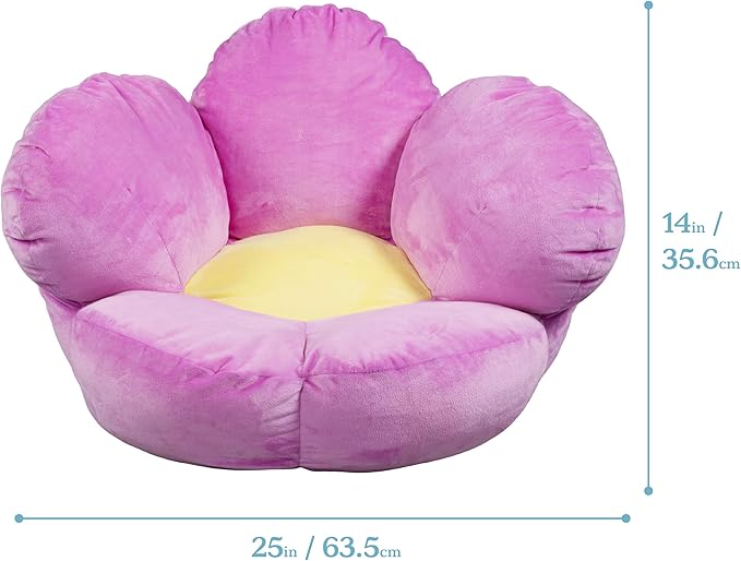 ECR4Kids SoftZone Flower Cozy Cushion Floor Pillow, Bright Purple