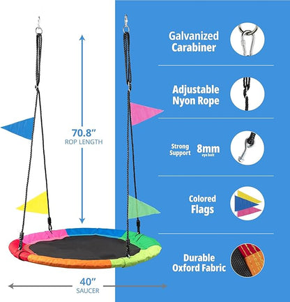 Tree Swing - 40 Inch Saucer Swing for Kids Outdoor with 900Lb Weight Capacity - Waterproof 900D Oxford Fabric, Ideal Kids Swings Set Accessories, Tree Swings for Kids Outdoor Fun