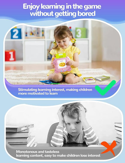 Spanish & English Talking Flash Cards for Toddlers, 510 Sight Words Bilingual Learning Toys for Children, Autism Sensory Speech Therapy Toys, Española Pocket Vocabulary Educational Toys Girls