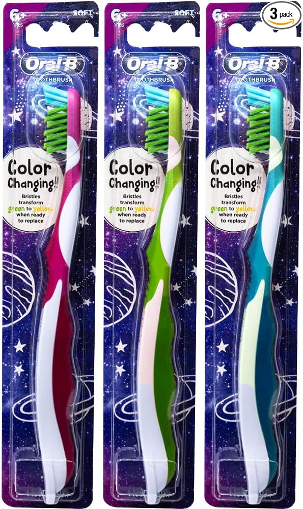 Oral-B Pro-Health Junior CrossAction Galaxy Toothbrush, Ages 6+, Soft - Pack of 3