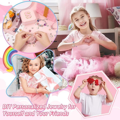 LifeisLuck Girls Charm Bracelet Making Kit with Jewelry Case for Kids Charm Pendant Bracelet Kit Jewelry Making DIY Art & Craft Kit for Kids Age 8-12 Birthday Gifts Valentine Christmas