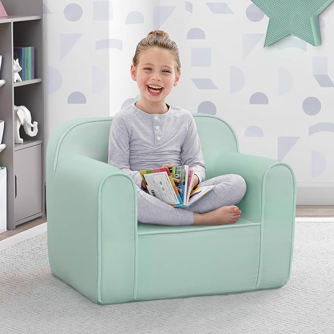 Delta Children Cozee Chair -Foam Kids Chair for Ages 18 Months and Up, Sage