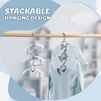 Kids Hangers 80 Pack Baby Hangers, Extendable & Adjustable Kid Hangers， Non-Slip Plastic Baby Clothes Hangers for Kids Infant Child - Stackable Hangers for Baby Clothes Grey Toddler Hangers