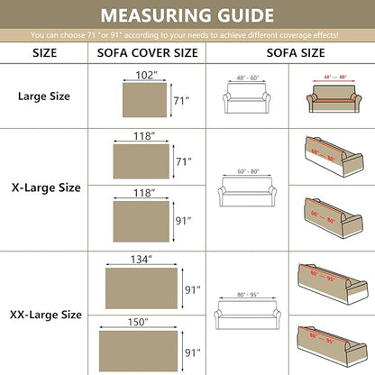 MYSKY HOME Couch Cover for Pets Beige Couch Covers for 3 Cushion Couch Sofa Couch Cover Sectional L Shape Chenille Couch Cushion Covers for Pets, Furniture Protector Cover for Dogs, Kids, 91" X150"