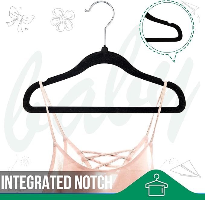 60 Pack Baby Clothes Hangers, 11.6 Inch Non-Slip Velvet Toddler Hangers, Felt Coat Hangers for Kids and Infant Closet Space Saving (Black)