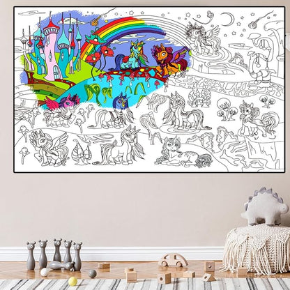 ALEX Art, Large Coloring Poster - Arts and Crafts Unicorn - Jumbo Table Coloring Sheet - Giant Coloring Posters for Kids - Creative Fun Birthday Gifts for Girls - Extra Huge Big Page Wall Size