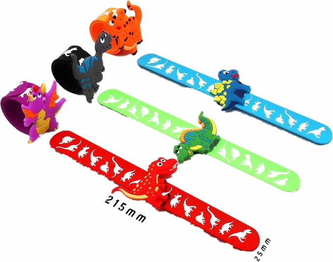 6pcs Cartoon Dragon Dinosaur Theme Party Slap Bracelets silicone Wristbands