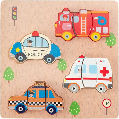 CUCOS Wooden Toddler Puzzles for Kids Ages 1-5 Years Old, Wooden Peg Vehicle Toddler Puzzles, Learning Toys Educational Gift for Girls and Boys