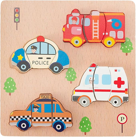 CUCOS Wooden Toddler Puzzles for Kids Ages 1-5 Years Old, Wooden Peg Vehicle Toddler Puzzles, Learning Toys Educational Gift for Girls and Boys