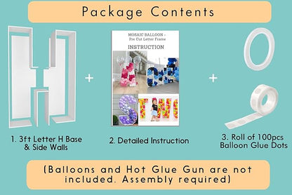 3FT Tall Mosaic Balloon Frame Letters Big Marquee Light Up Letters DIY Kit for Birthday Party Wedding Backdrop Decor Letter H Pre-Cut Foam Board