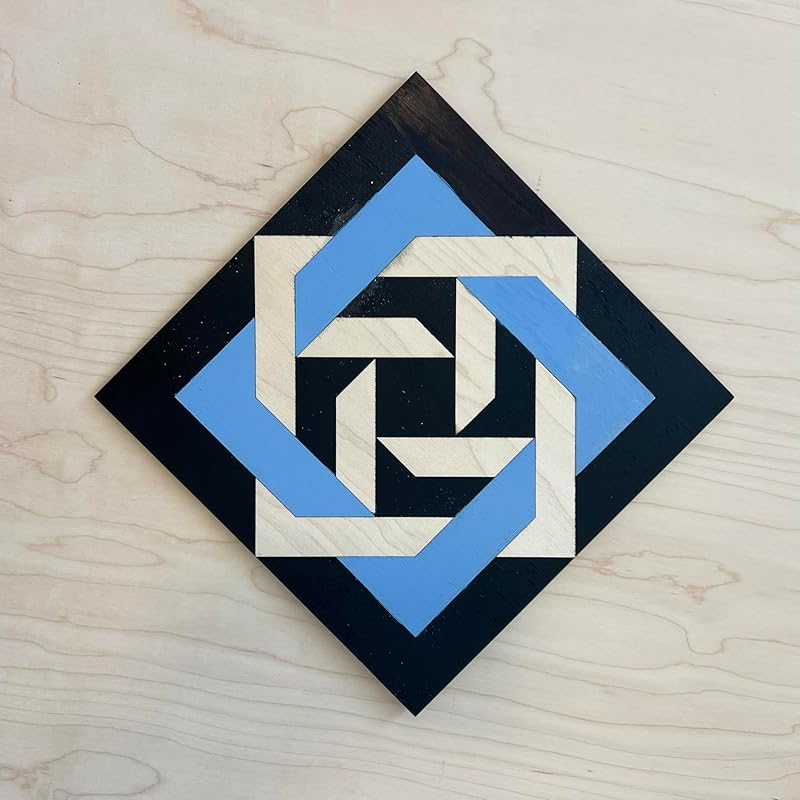 Set of 4 Unfinished Barn Quilt Interlocking Square Wooden Sign, Country Decor Canvas Quilts Blocks (3 inches, Slip Knot) AVTRBoutique