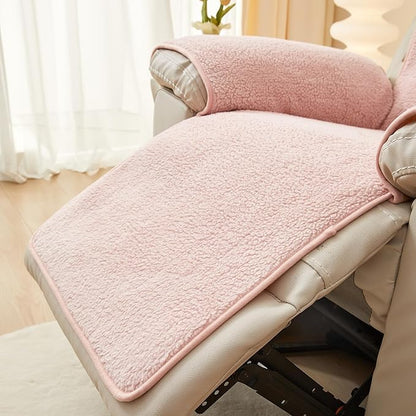 vctops Sherpa Fleece Recliner Chair Cover Super Soft Warm Plush Sofa Slipcover Furniture Protector Non Slip Washable Reclining Chair Cover for Kids, Pets (Pink,30"x91")