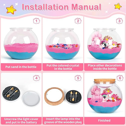 CINDYNAL Light-Up Unicorn Toys for Girls, Unicorn Terrarium Kit for Kids, Arts and Crafts Kit for Kids, Unicorn Toys for Girls Age 4-6 7 8 9-10 Year Old Girl Birthday Gifts