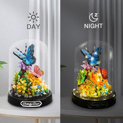 Topdear Flower Bouquet Building Set with LED String Light, Butterfly Flower Botanical Collection, 530 Pcs Mini Bricks Building Blocks Toy for Kids, Adults, Gift for Mother's Day, Christmas