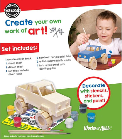 Works of Ahhh... Craft Set - Monster Truck Premium Wood Paint Kit