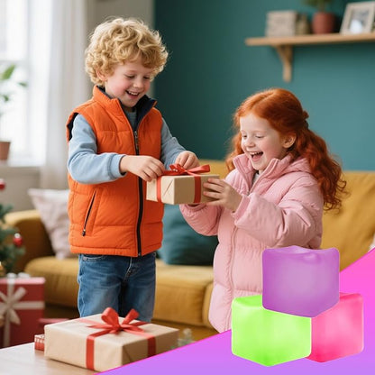 3Pcs Stress Cube Squishy Toys, Slow Rising Ice Cube Stress Balls, Sensory Fidget Toys for Anxiety Relief, Sensory Ice Cube Gel Filled Squishy Ball Toys for ADD/ADHD Kids Adults(Purple,Green,Pink)