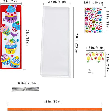 Winlyn 36 Sets Fruit Craft Kits Summer Crafts DIY Fruit Dessert Bookmarks Art Sets Apple Pineapple Watermelon Foam Stickers for Kids Teachers Back to School Classroom Activities Rewards Party Favors