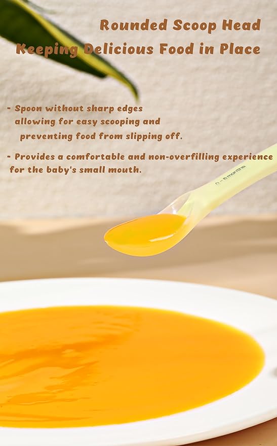 Baby Spoons, First Stage Feeding For Baby, Soft Silicone, Toddler spoon, Baby's First Foods Spoon Set with Travel Case, Gum-Friendly, Baby Gifts, Baby essentials, BPA Free,2-Pack