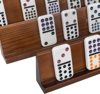 Domino Racks 4packs - Authored Design Nut Brown Tile Holders for Dominoes Set Mexican Trains Mahjoon Chickenfoot