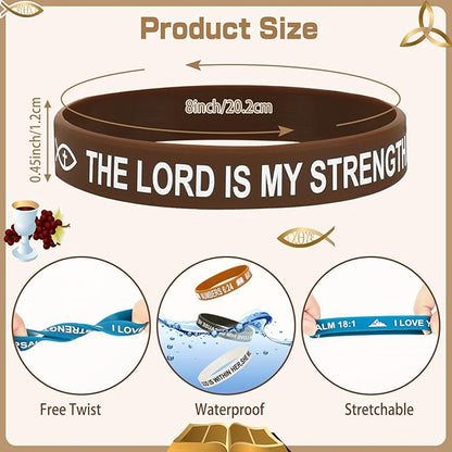 JUNEBRUSHS Bible Verse Bracelets, 24pcs Inspirational Christian Faith Hope Jesus Silicone Bracelets Wristbands for Men Women Party Christian Gifts Supplies(24 Designs)