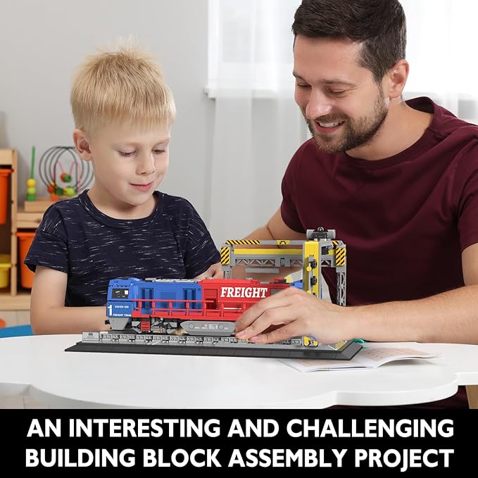 JMBricklayer Train Building Set for Adults, G2000 City Freight Train with Train Track, Diesel Locomotive Model Collectible or Display, Gift for Boys Girls 51106