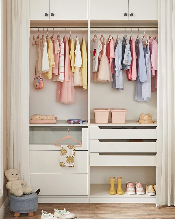 SONGMICS Baby Hangers 30 Pack, Kids Hangers for Closet, 11.8 x 8.1 Inches, Rose Gold 360° Swivel Hooks, Space-Saving Clothes Hangers, Velvet Hangers for Nursery, Non-Slip, Jelly Pink UCRF027P30