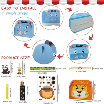 Jungle Safari Party Favors Set-124 PCS Wild Animal Theme Toys and Goodies for Kids,Party Favors,Goodie Bag Stuffers for 3+ Years Old,Jungle Trinkets for Birthday Parties and toddlers Show