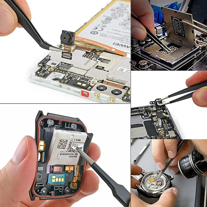 MSDADA 11 Pcs Silicone Resin Mold Tools Set Stirring Needle Spoon Tool Tweezers Precision Kit, Anti-Static Electronics Tweezers Set for Resin Art Crafts,Jewelry Making(Rose Red+Pink)