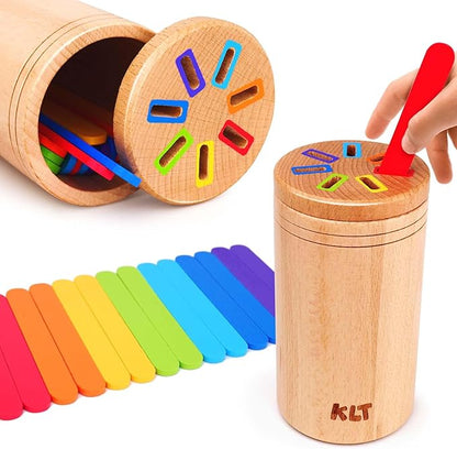 KLT Montessori Toys for 1-3 Year Old: Wooden Learning Color Sorting Toys for Toddlers Age 1 2 3, Educational Fine Motor Developmental Sensory Matching Games, 12-36 Month Old Baby Boys Girls Gifts