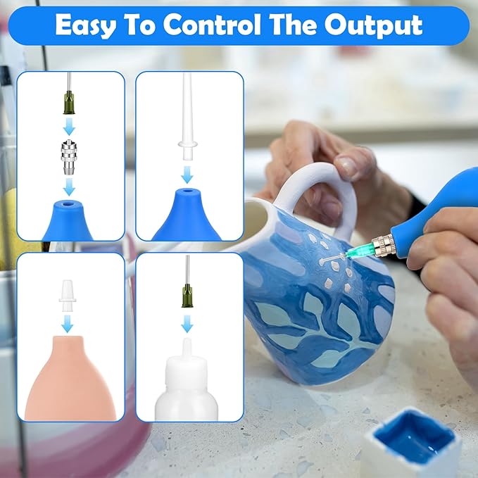 98 PCS Pottery Tools Supplies Precision Tip Applicator, Clay Slip Trailing Bottles with Needles Glaze Brushes, Ceramic Tool Set with Squeeze Graduated Bottle for Glaze