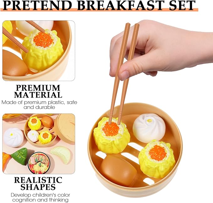 2 Sets Induction Cooker for Steamer Buns Children Pretend Breakfast Toys Chinese Breakfast Play Toy Pretend Toys for Breakfast Steamed Toy Kitchen Cooking Toys
