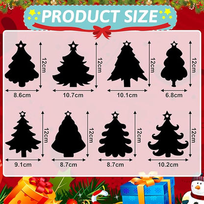 JULMELON 36 PCS Christmas Scratch Art, Christmas Crafts for Kids Magic Rainbow Scratch Paper Cards Christmas Tree Hanging Ornaments Decorations DIY Winter Holiday Party Favors