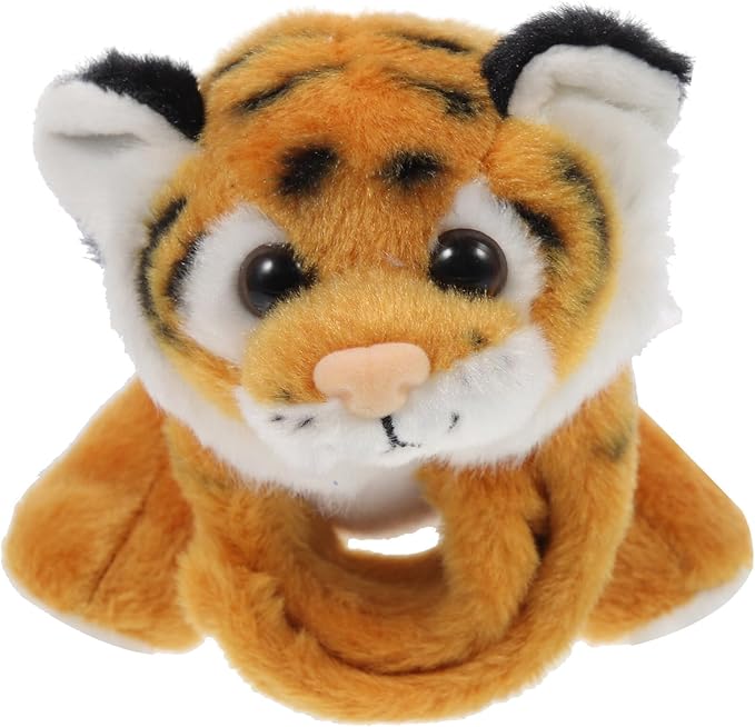 Abaodam Animal Slap Bracelet Tiger Slap Bracelet Plush Stuffed Animal Hugger Snap Wrist Band for Kids Birthday Party Gifts