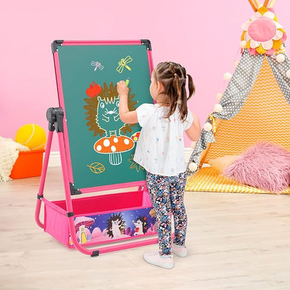 29.5inch-44inch Height Adjustable Whiteboard&Chalkboard Double Sided Easel 360°Rotating Standing Art Easel for Kids Suitable for Children Over 3 Years Old