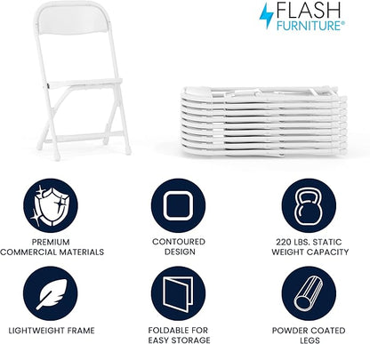 Flash Furniture Timmy Kids Plastic Folding Chairs for Pre-K through Kindergarten, Children's Folding Chairs for Daycare and Events, Set of 10, White