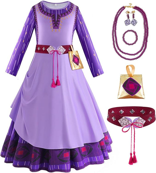 Girls Purple Princess Costume Cosplay Outfits Halloween Dress Up Set