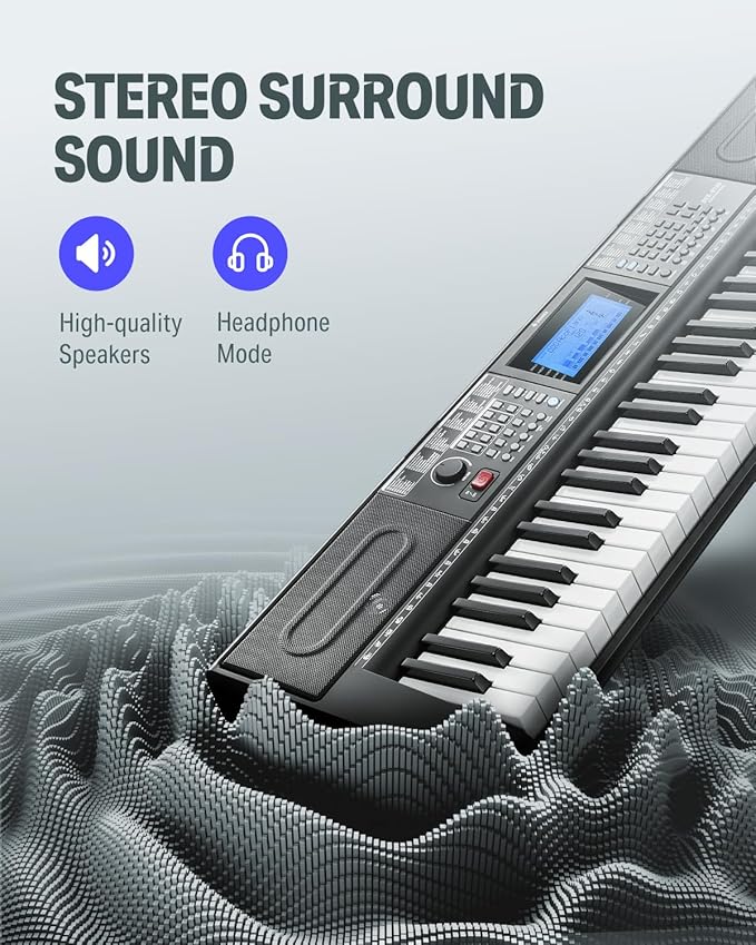 Donner 61 Key Keyboard Piano, Electric Piano Keyboard Kit with 249 Voices, 249 Rhythms - Includes Piano Stand, Stool, Microphone, Gift for Beginners, Black (DEK-610S)