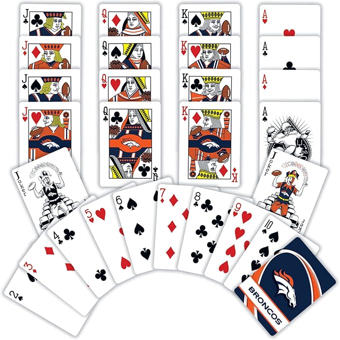 MasterPieces - NFL Playing Cards, Officially Licensed Denver Broncos Football Deck, Family Games for Adults and Kids, Standard Index