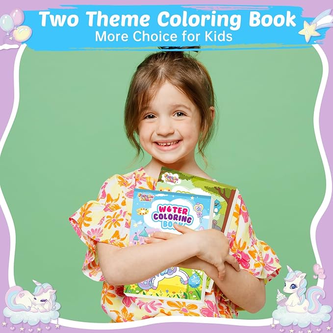 FEREDO KIDS Watercolor Paint Sets for Kid: 2 Pack Water Painting Coloring Book for Toddlers 4-8 Years Old, No Mess Arts and Crafts Drawing Paper Kits for Boys Girls Birthday Gift