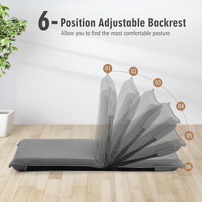 S AFSTAR Adjustable Floor Chair Set of 2, Cushioned Lounger Recliner with 6-Position Comfortable Back Support & Thick Padded, Lazy Sofa Floor Gaming Chair, Floor Seat for Gaming Reading Meditation