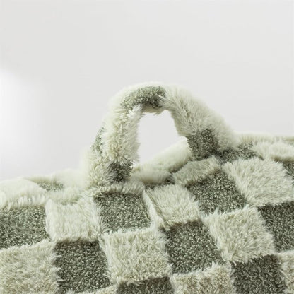 Aimuan Reading Pillow Checkered Bed Rest Wedge Backrest Checkerboard Pillow with Arms Back Support for Sitting Up in Bed Cushion Incline Rest Sleeping Snoring Pillow, Light Green