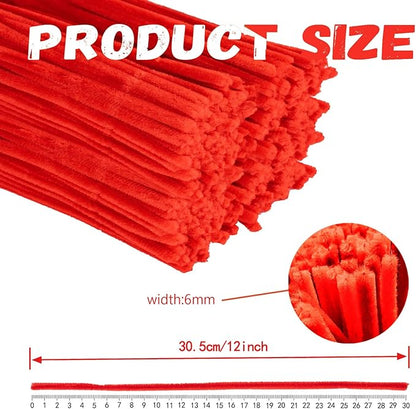 Red Pipe Cleaners Craft,200pcs Craft Supplies Chenille Stems Arts & Crafts for DIY Valentines Day Decorations,Flowers Making Pipe Cleaners Bulk Gifts for Her Room Decor,Valentine Candy Ornament