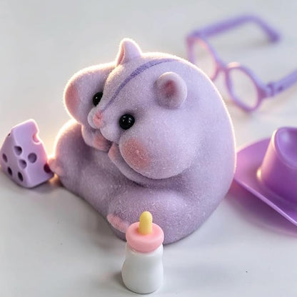 Handmade Taba Squishy Hamster Toy, Cute Squishy Hamster Fidget Toy, Realistic Soft Silicone Mochi Furry Toy, Stress Relief Gift for Adults & Kids, Sensory Anxiety Plushie (Purple)