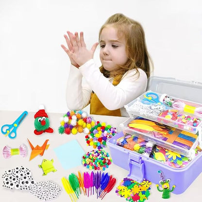 3000Pcs Arts and Crafts Supplies for Kids Crafts for Girls 8-12 Craft Kit with Pipe Cleaners Beads Crafts for Kids DIY School Supplies Set Crafting Box for Girls Boys Age 4-6, 6-8, 8-12 years Gifts